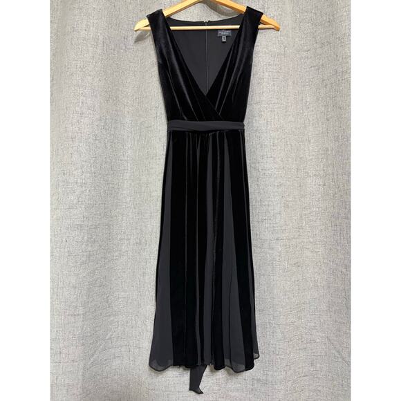 Adrianna Papell Dress Women 8 Black Burnout Velvet Striped Formal Evening - Picture 2 of 7